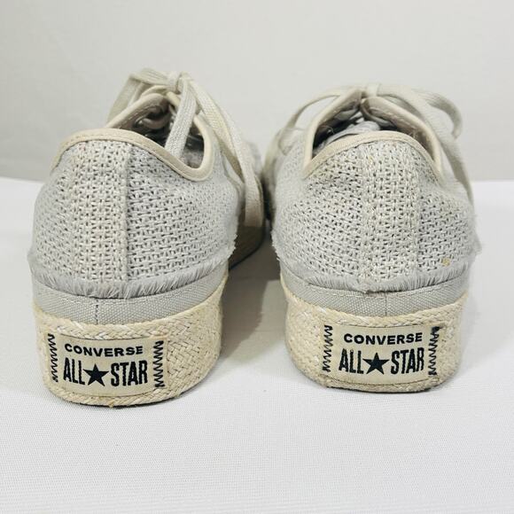Converse Shoes All Star Platform Espadrilles Womens 11 Gray Cream Canvas Sneaker - Picture 8 of 10